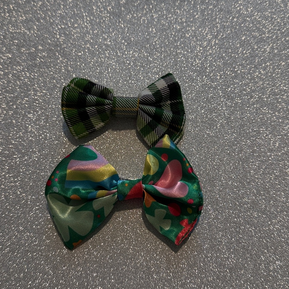 handmade st. patrick’s day clip on bow set